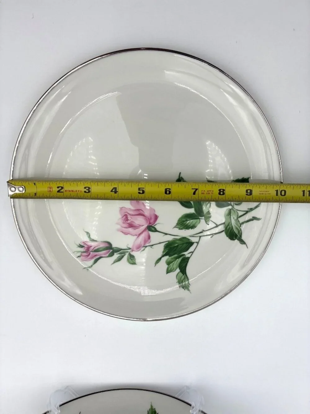 Youngsware YOU1 China Dinner Plates Set 2 Pink Rose Design 10